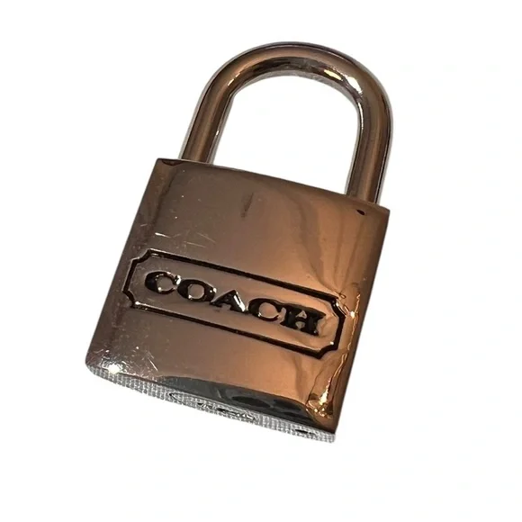 Coach Silver Padlock and Black Leather Clochette with two keys - Picture 1 of 15